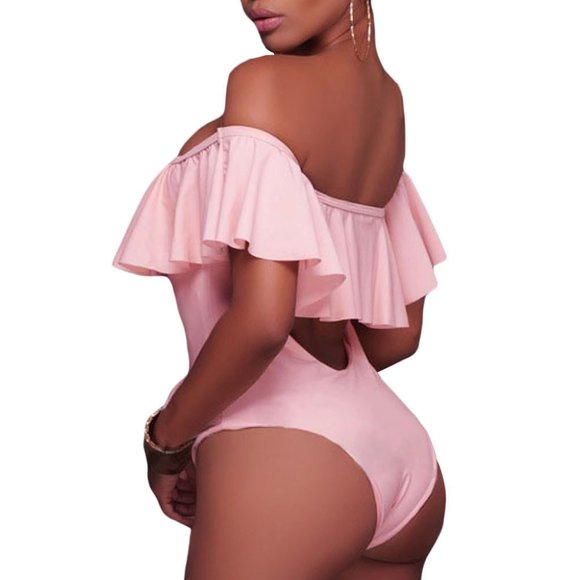 Summer Clearance:Off the Shoulder Ruffle One Piece - Picture 2 of 3